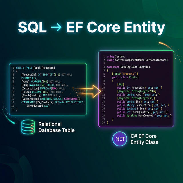 SQL to EF Core Entity conversion